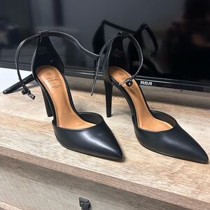 Call It Spring Black Pointed Ankle-Strap Stiletto Heels